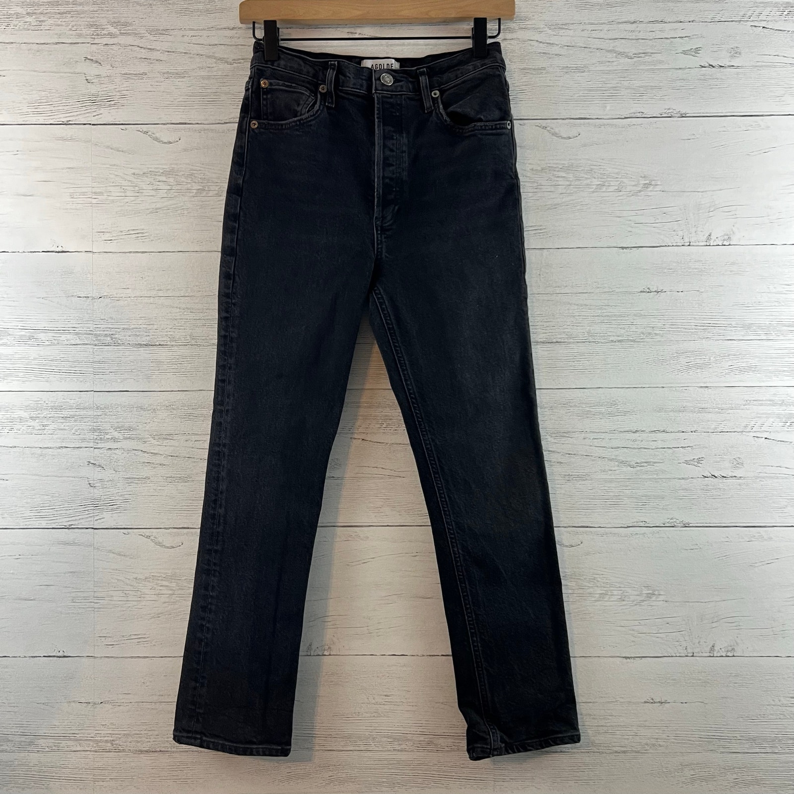 Agolde Riley Black Straight Leg Button Fly Jeans Size 26